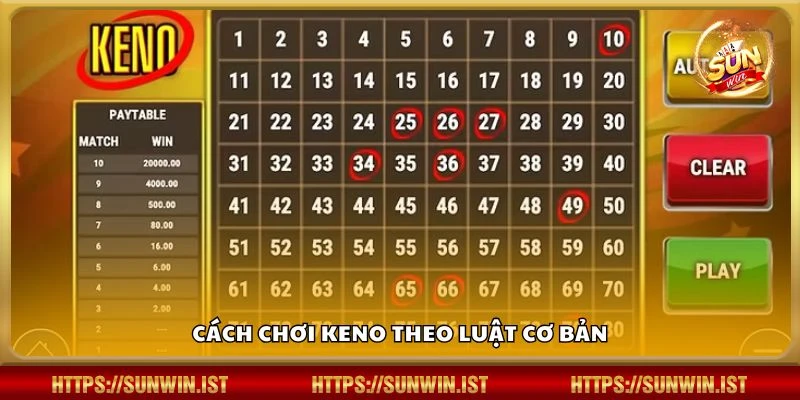 Cách chơi Keno theo luật cơ bản